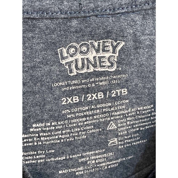 Looney Tunes Thats All Folks T Shirt Blue Red 2XB Tee Unisex Big Tall - Picture 4 of 7